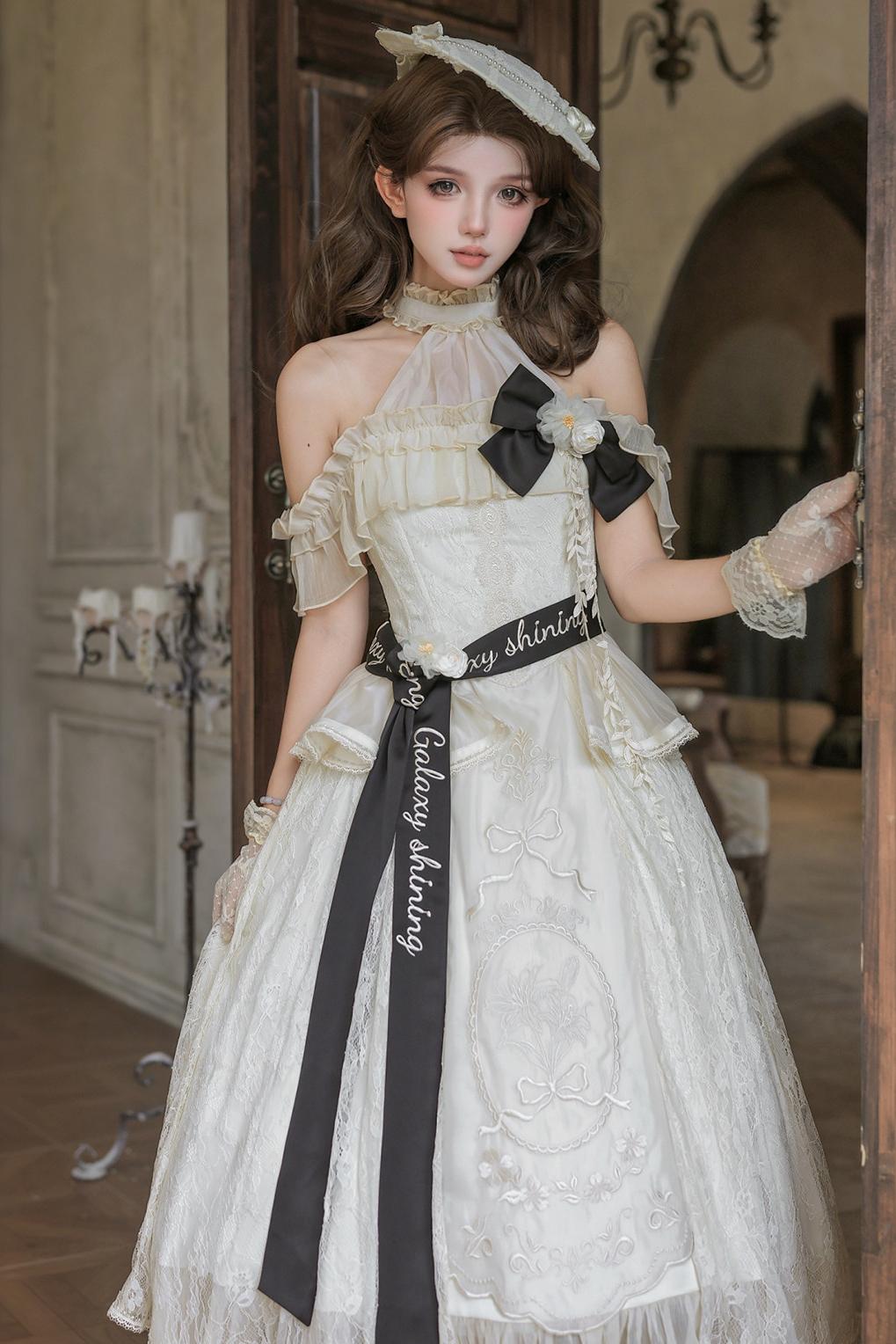 White Rose Embroidered Lolita Dress