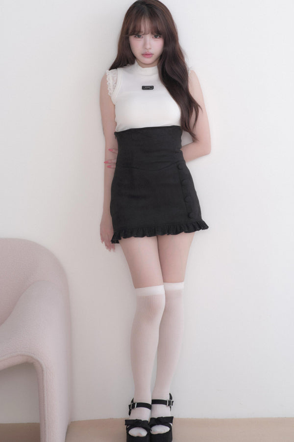 Lace Sleeve Suspender Dress Set
