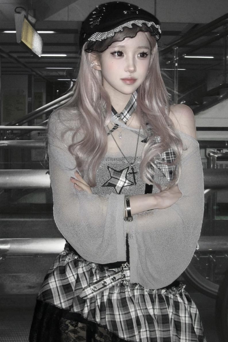 Bunny Ear Punk Plaid Beret
