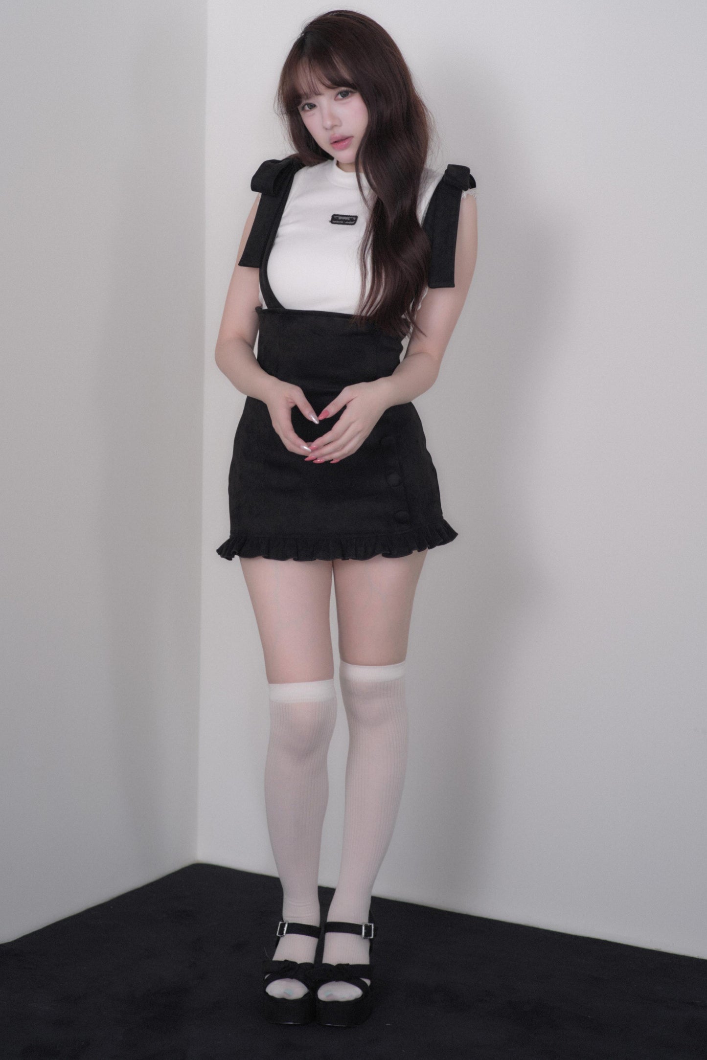 Lace Sleeve Suspender Dress Set