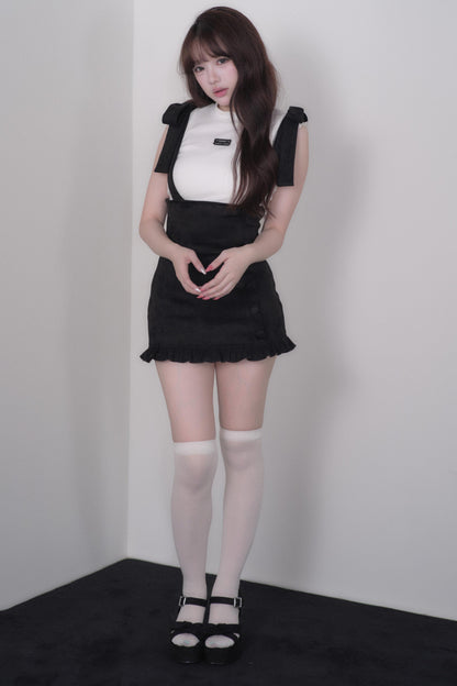 Lace Sleeve Suspender Dress Set