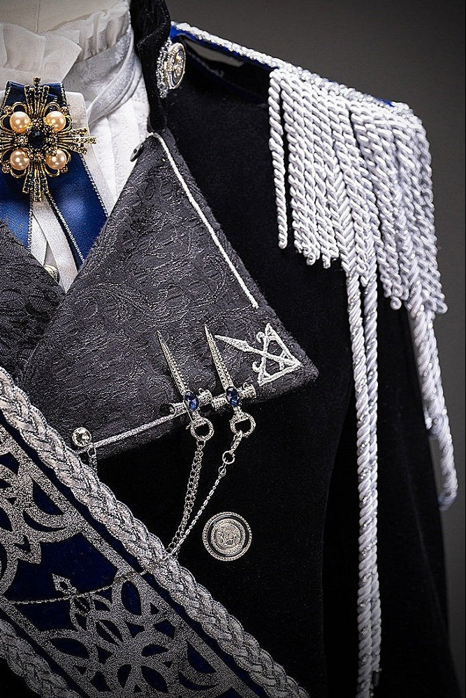 [Pre-order Deadline: December 7] Dark Blue & Black Royal Prince-Inspired Military Lolita Coordinated Outfit 1/2 + Complete Set in Ouji Style