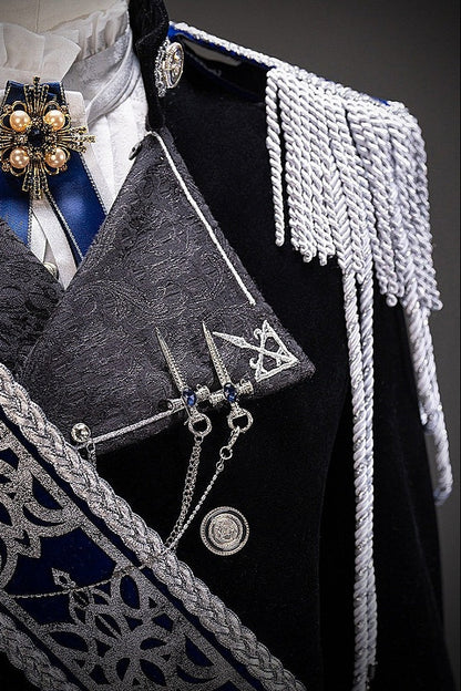 [Pre-order Deadline: December 7] Dark Blue & Black Royal Prince-Inspired Military Lolita Coordinated Outfit 1/2 + Complete Set in Ouji Style