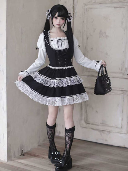 [Deadline for reservations: December 15] Black White Dark Juliet Sleeve Dress + Accessories