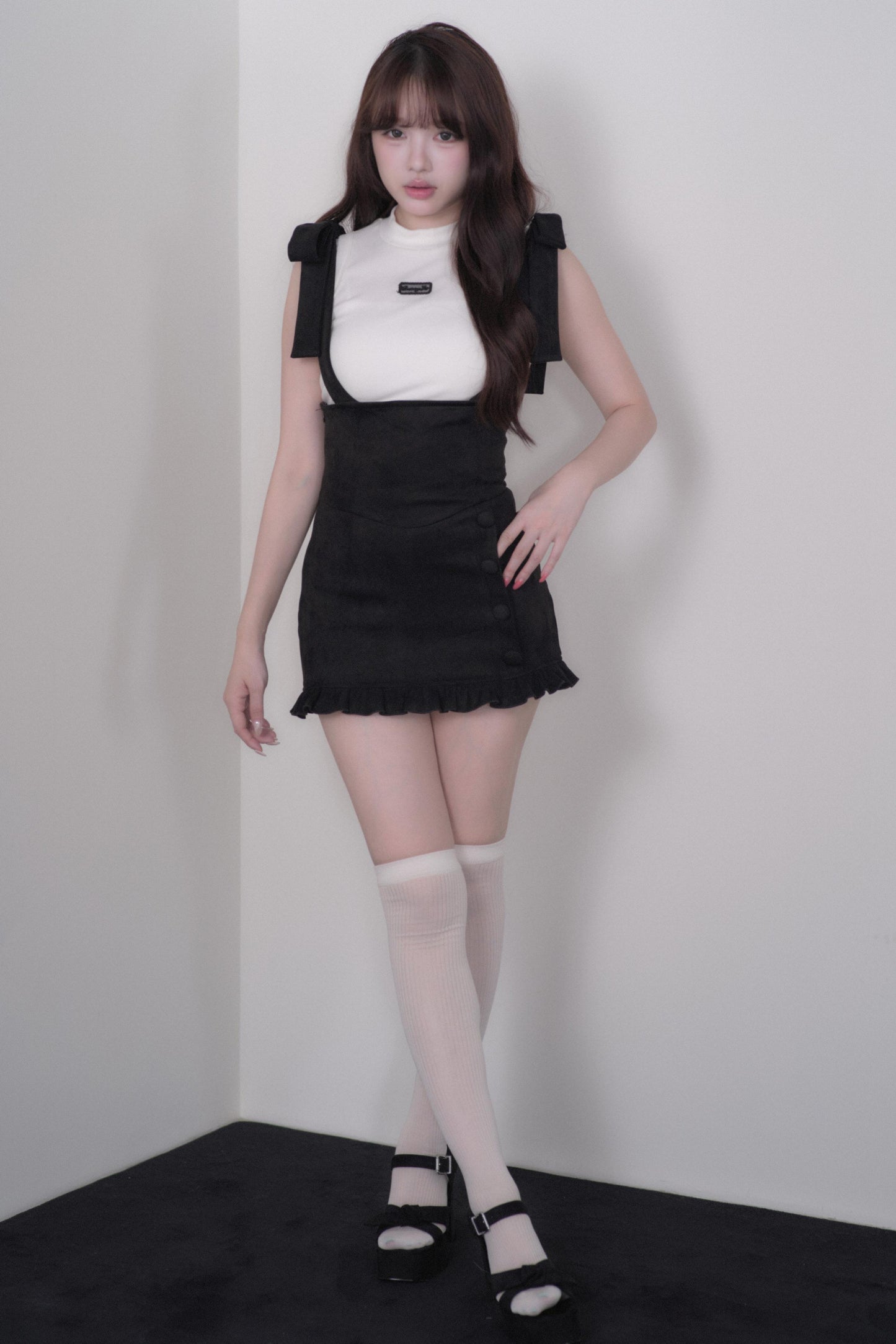 Lace Sleeve Suspender Dress Set