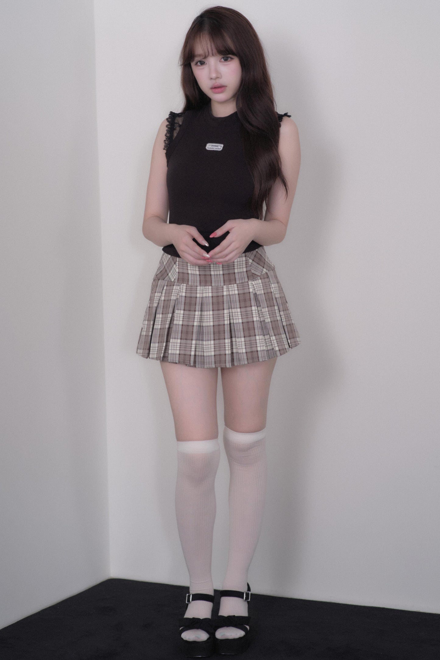 Lace Sleeve Suspender Dress Set