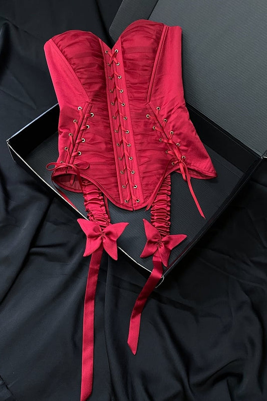 【1月29日予約締切】ゴシックレースアップコルセットビスチェトップス＋ドロストフリルスカート＋バタフライストラップ