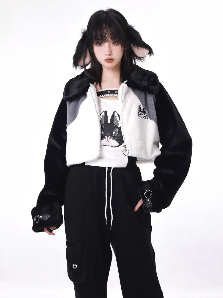 Level Sweetheart Short Fur Jacket Design Tops Pants Setup