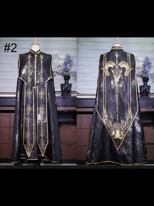 【9月13日予約締切】Black & Gold Royal Embroidery Gothic Prince Cape Coat- 2 Fabric Options