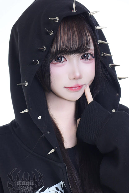 Gothic Print Hooded Hoodie