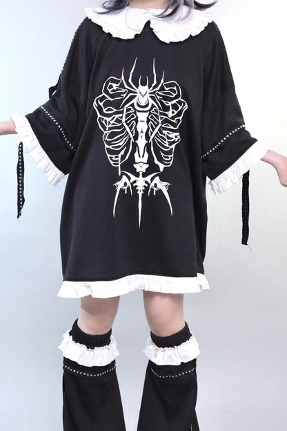 闇かわスケルトングラフィックTシャツ