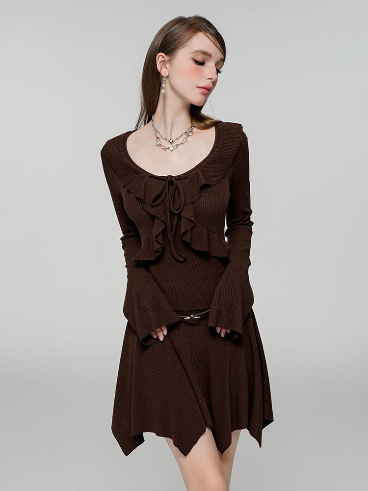 Pure Dzire High End Ruffle Ruffle Knit Dress