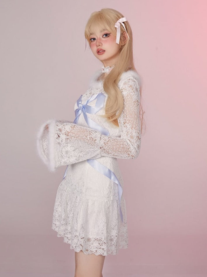 Spin Ballet Ribbon Flared Lace Dress