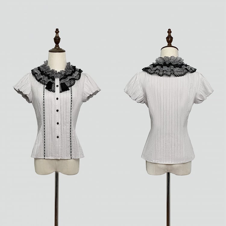 [Pre-order Deadline: May 19] Gray-Black Classic Lolita Top, JSK One-Piece & Bow Tie 3-Piece Ensemble