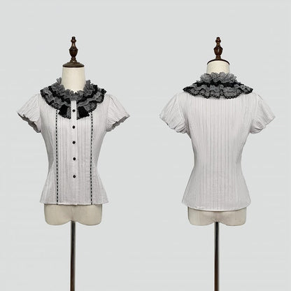 [Pre-order Deadline: May 19] Gray-Black Classic Lolita Top, JSK One-Piece & Bow Tie 3-Piece Ensemble