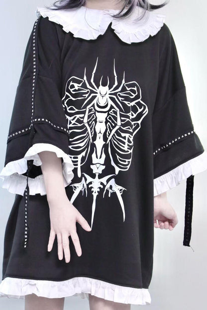 闇かわスケルトングラフィックTシャツ