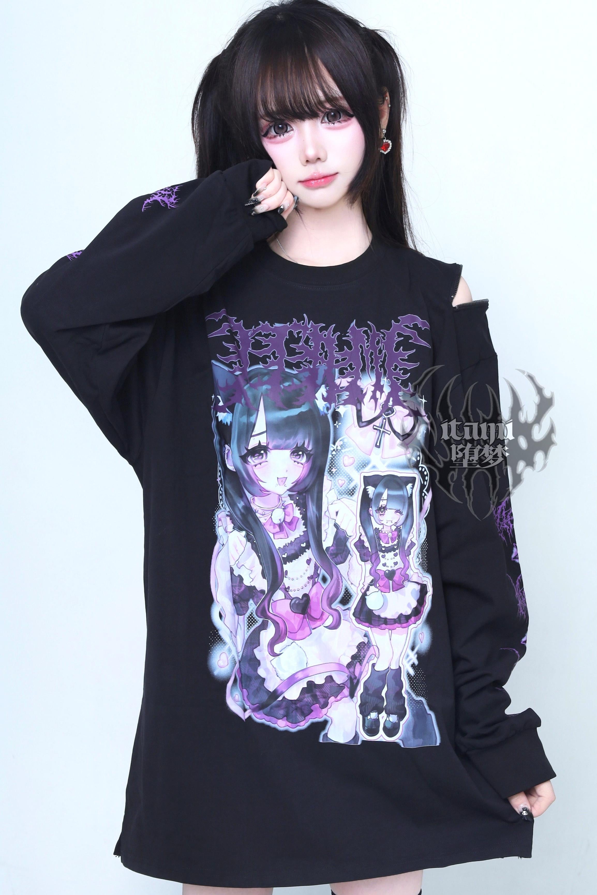 地雷サブカルハートロングTシャツ – Belchic