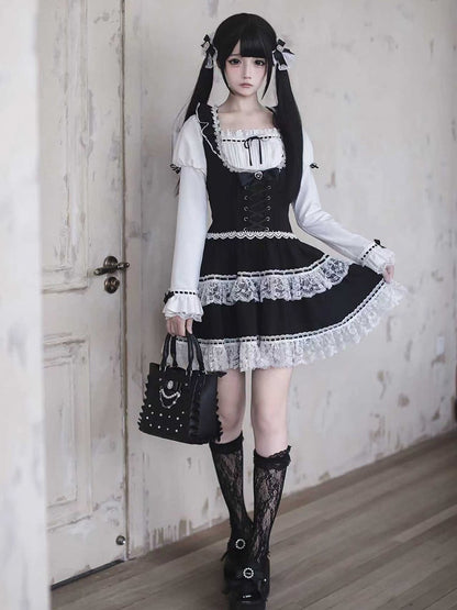 [Deadline for reservations: December 15] Black White Dark Juliet Sleeve Dress + Accessories
