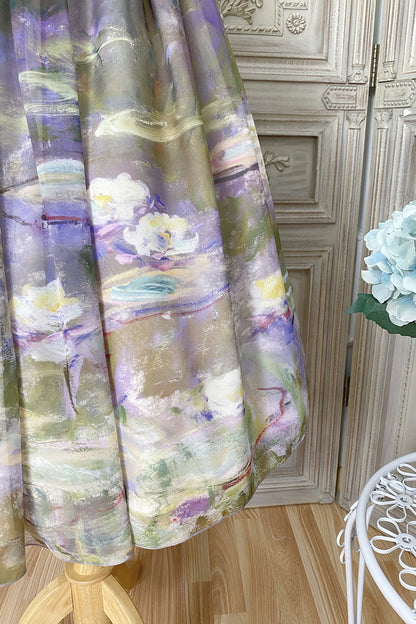 マーブルリゾートシフォンプリントドレス