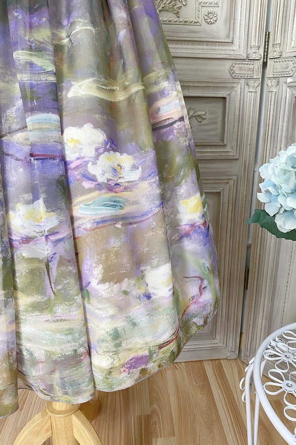 マーブルリゾートシフォンプリントドレス