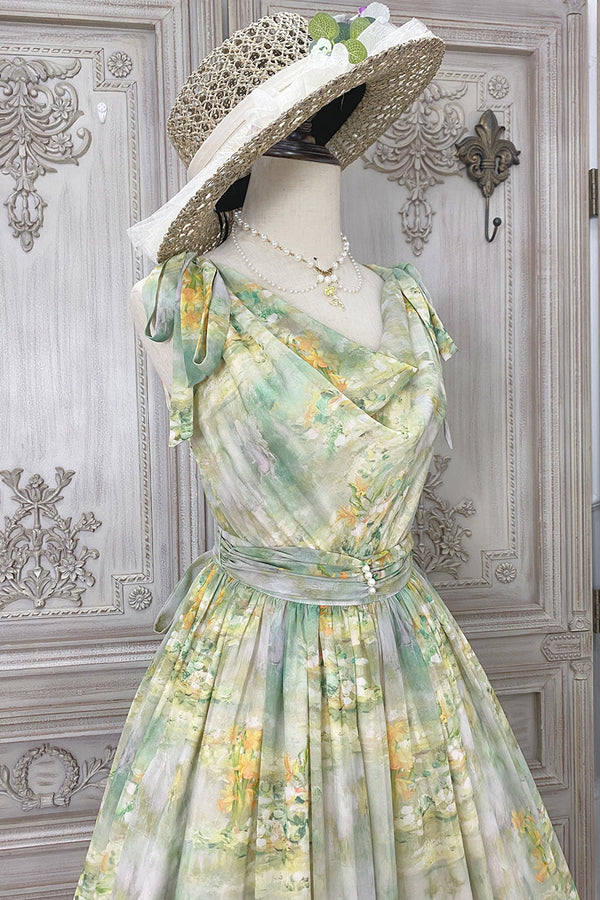 マーブルリゾートシフォンプリントドレス