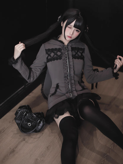 【1月6日予約締切】うさ耳&猫耳フーディーフリルジップジャケット