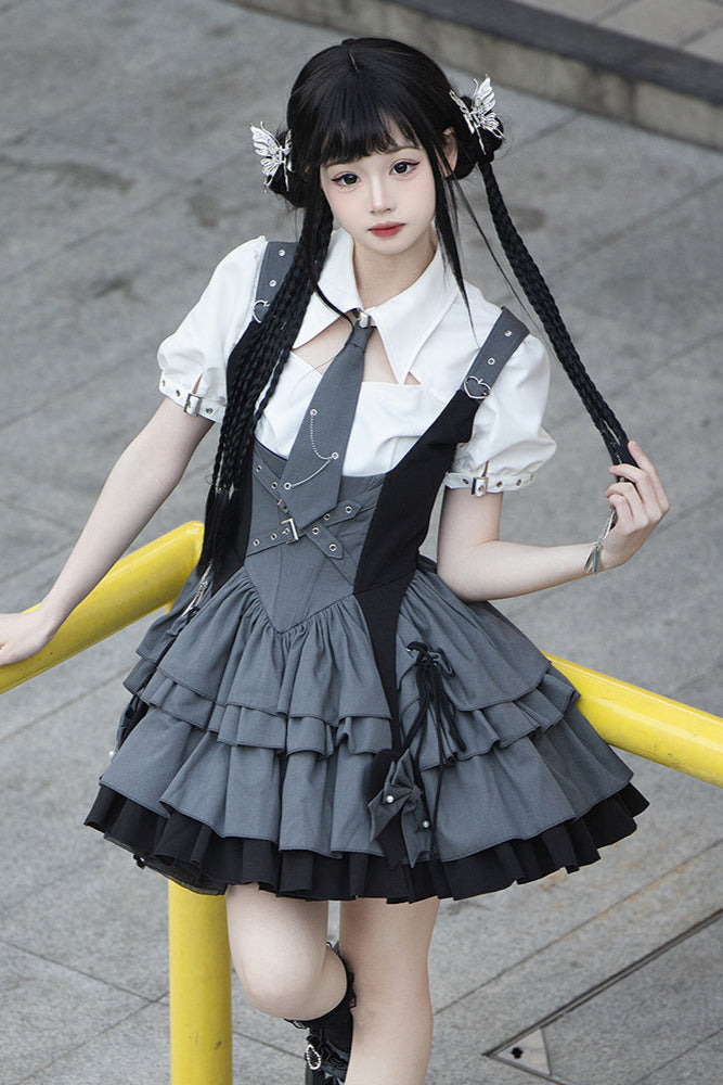 Mechanic College Style Lolita Suspender Dress