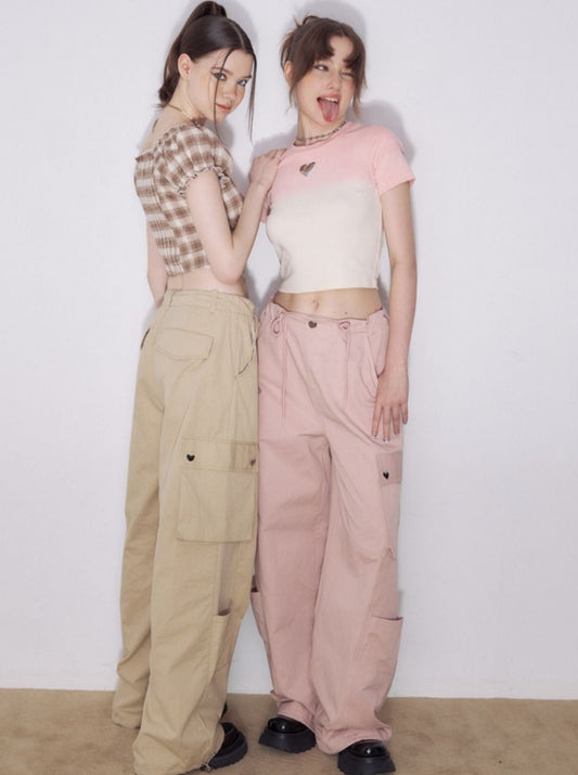 American High Waist Loose Cargo Street Casual Pants