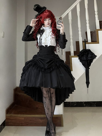 【3月6日予約締切】ダークゴシックブラックショートジャケット＋ホワイトシャツ＋ローズリボン