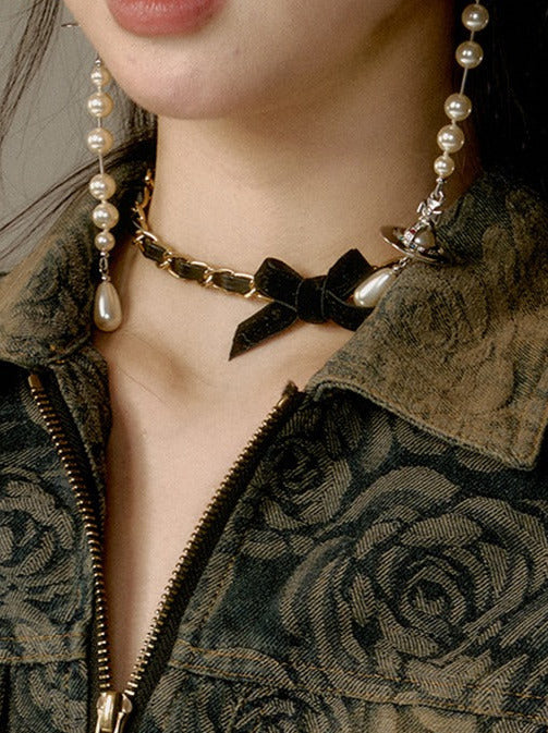 リボンチェーンチョーカーネックレス