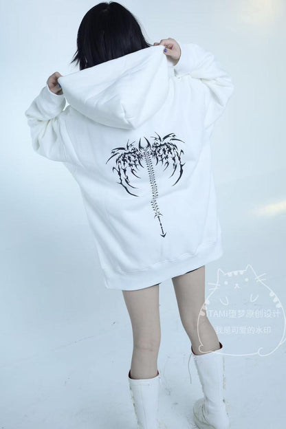 Yami-kawaii weißer Oversize-Hoodie
