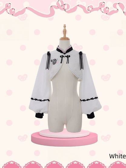 [Pre-order Deadline: October 25] Pink x White/Green x Beige Chinoiserie Lolita Sweet Mandarin Collar Balloon Sleeve Bolero Short Jacket