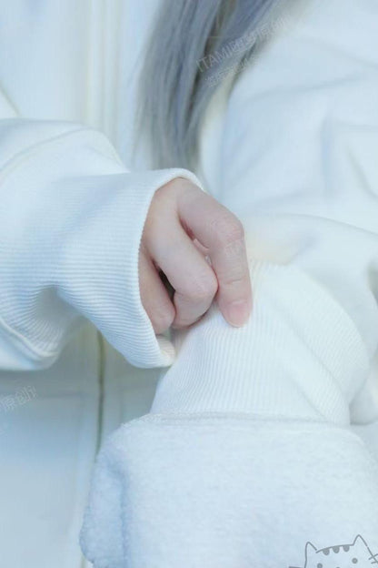 Yami-kawaii weißer Oversize-Hoodie
