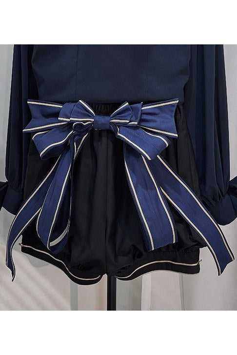 [Pre-order Deadline: September 13] Dark Blue/White Gothic Prince Mini Hat + Back Bow