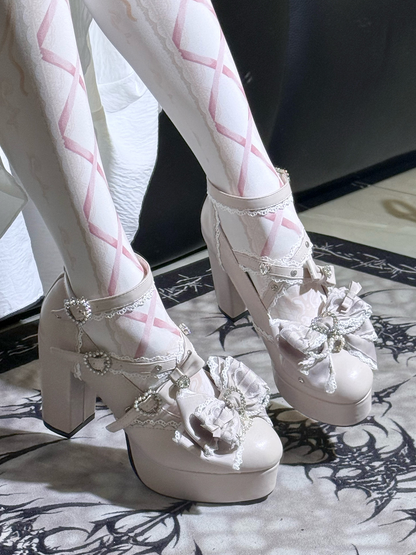 【12月12日予約締切】ジェムストーンパールリボンロリータハイヒール