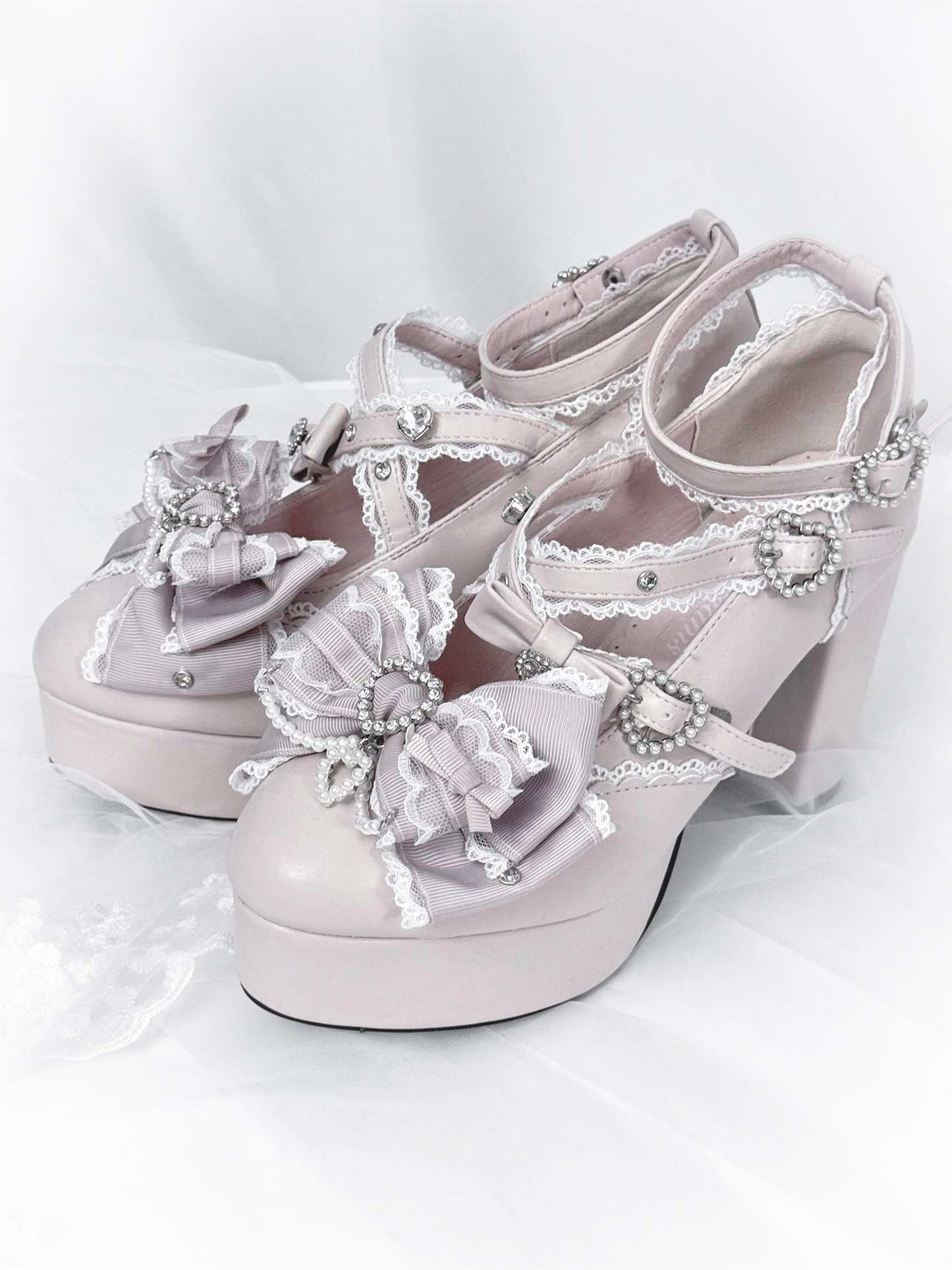 【12月12日予約締切】ジェムストーンパールリボンロリータハイヒール