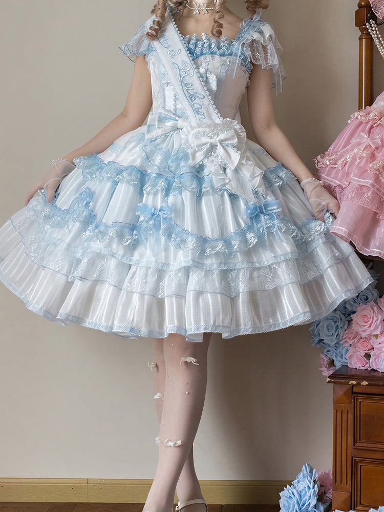 【6月20日予約締切】ピンク/ブルースイートラビットリボンフェアリープリンセスシリーズアクセサリー（うさ耳ヘアバンド・サッシュ）