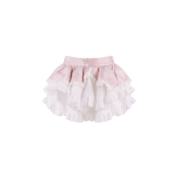 Elegant Pink Top + White Tiered Skirt