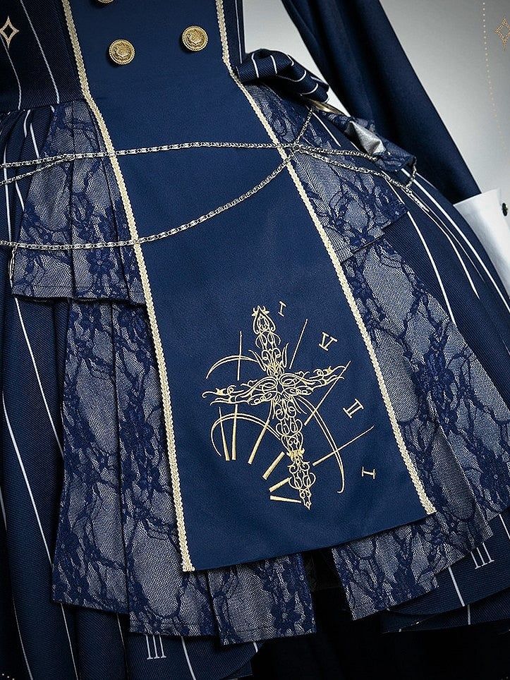 【2月26日予約締切】ゴシックエンブロイダリーストライプ懐中時計シスタードレスフルセット＋ヘッドドレス