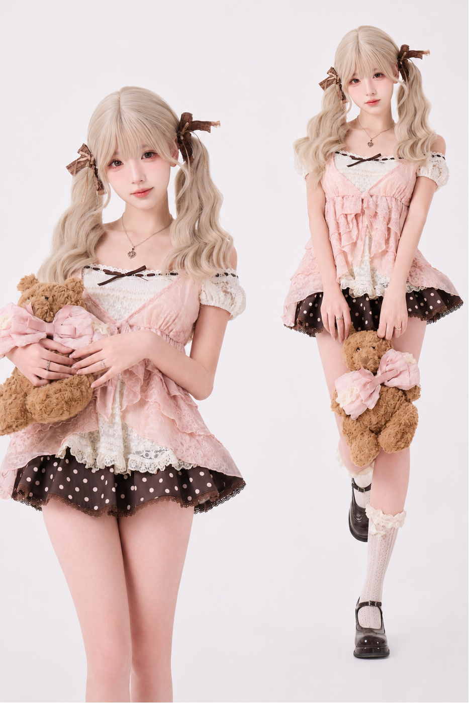 Apricot Polka Dot Skirt + Top