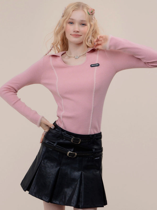 スリムモードラインポロトップス