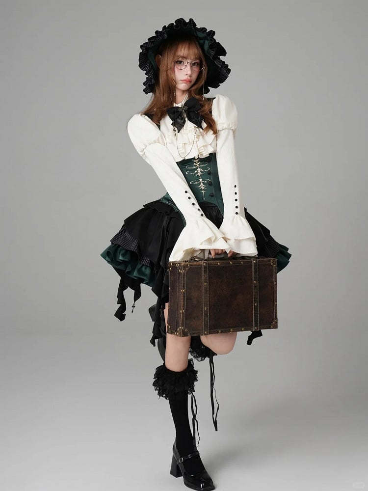 【12月3日予約締切】inverted spell contract ダークゴシックウィッチドレスフルセット＋シャツ＋ベスト＋スカート