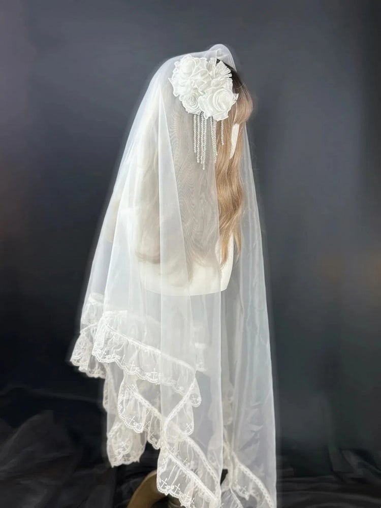 [Date limite de réservation 8 janvier] Set Complet avec Accessoires de Robe Bustier Jacquard Gothic Sombre à Longue Traîne