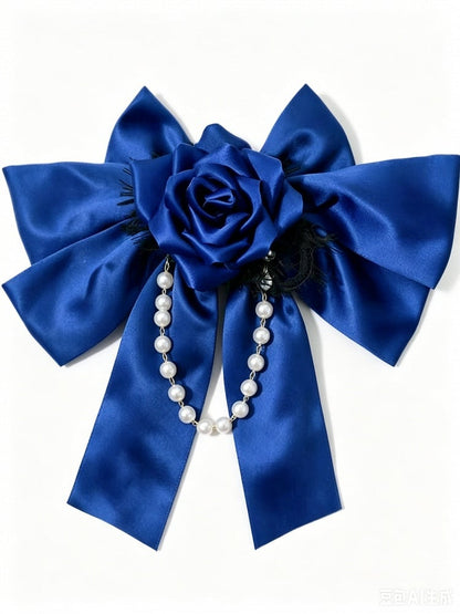 [Vorbestellfrist: 28. Juni] Blau-schwarzes Prinzessinnen-Lolita-Kleid mit Rosenband und freien Schultern + Komplettset + Accessoires (Hut Choker)