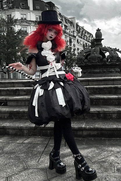 【9月3日予約締切】Gothic Fantasy Ribbon Choker with Playing Card and Bead Motif