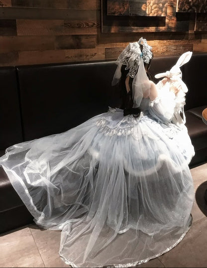 [Deadline for reservations: December 10] Snow Rabbit Ball Blue and Silver Halter Neck Fur Dress Complete Set