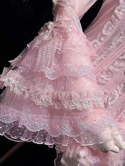 【12月26日予約締切】ピュアスイートローズファンタジークロスリボンレースベルスリーブシャツ