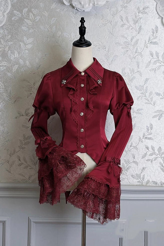 【12月8日予約締切】Black Mist Banquet ゴシックレースジュリエットスリーブシャツ