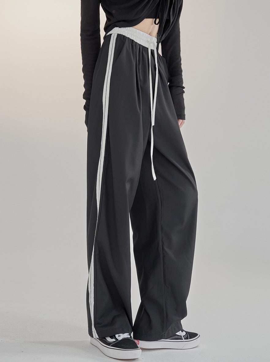 Side stripe loose casual pants