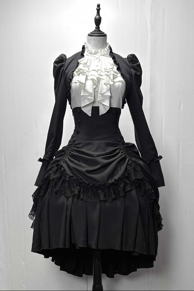 【3月6日予約締切】ダークゴシックブラックコルセットレイヤードプルアップスカート